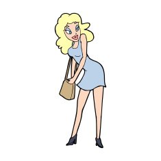 cartoon woman looking in handbag N12