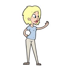 Cartoon Woman Waving N471