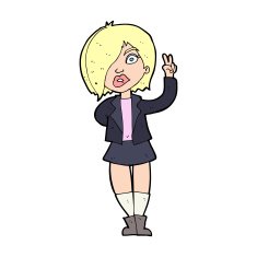 cartoon cool girl giving peace sign N14