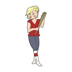 cartoon pretty punk girl with baseball bat N14
