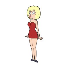 cartoon surprised woman in short dress N14
