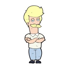 cartoon mustache muscle man N14