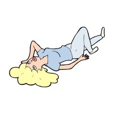 cartoon woman lying on floor N26