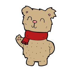 cartoon waving teddy bear N71
