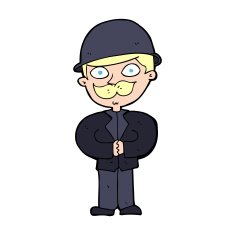 cartoon man in bowler hat N14