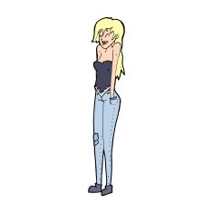 cartoon pretty woman shrugging shoulders N14