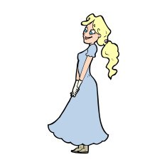 cartoon pretty woman in dress N70