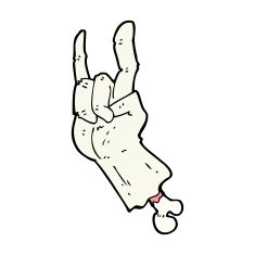 cartoon zombie hand making rock symbol N9