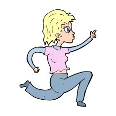 cartoon woman running and pointing N14