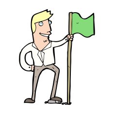 cartoon man planting flag N12