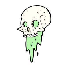 gross halloween skull cartoon N19