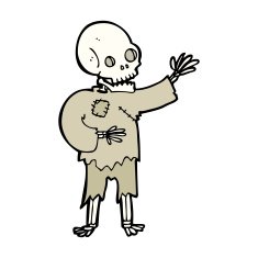 cartoon skeleton waving N14