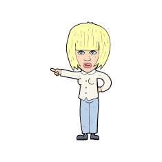 cartoon pointing annoyed woman N13