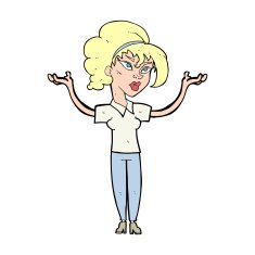 cartoon woman raising hands in air N26