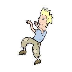 cartoon happy man doing funny dance N25