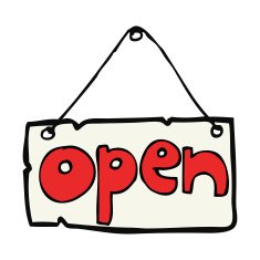 cartoon open shop sign N14