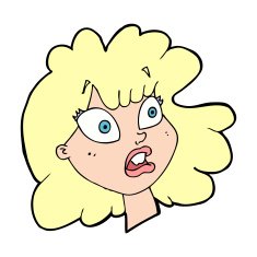 cartoon shocked female face N13