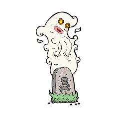 cartoon ghost rising from grave N63