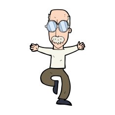 cartoon old man wearing big glasses N13