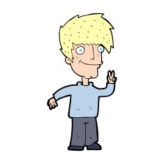 Cartoon Man Giving Peace Sign N82