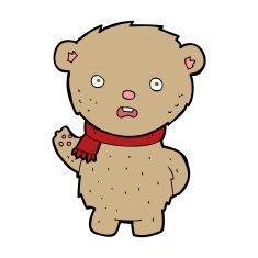 cartoon teddy bear wearing scarf N31