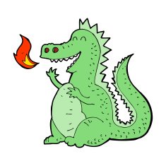 cartoon fire breathing dragon N16