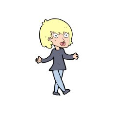 cartoon woman with open arms N141