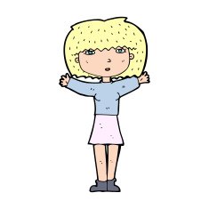 cartoon woman raising arms in air N13