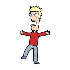 cartoon terrified man N396
