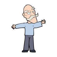 cartoon old man spreading arms wide N13