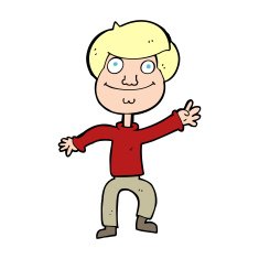 cartoon happy man waving N54