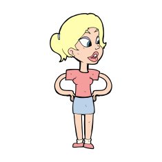 cartoon woman with hands on hips N321