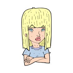 cartoon girl with folded arms N14