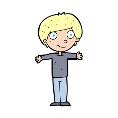 cartoon happy boy with open arms N28