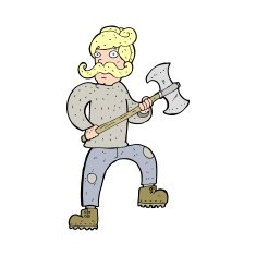 cartoon man with axe N13