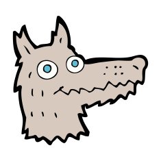 Cartoon Wolf Head N44