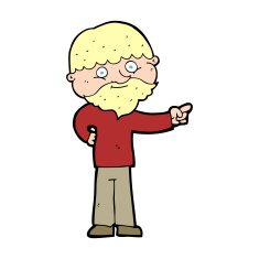 cartoon bearded man pointing N13