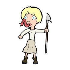 cartoon woman with spear sticking out tongue N13