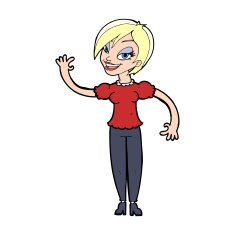 Cartoon Woman Waving N473
