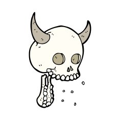 cartoon spooky skull N249