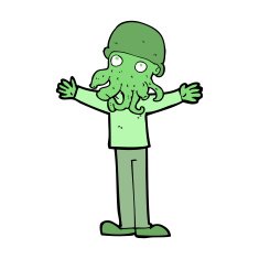 cartoon alien squid face man N14