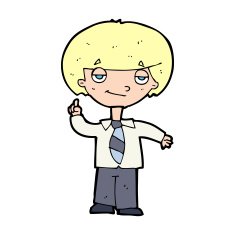 cartoon school boy answering question N68