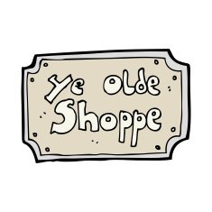 cartoon old fake shop sign N13