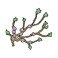 cartoon flowering branch N14