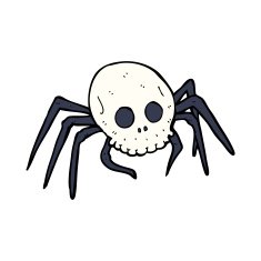 cartoon spooky halloween skull spider N12