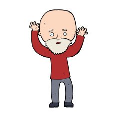 cartoon bearded man panicking N14