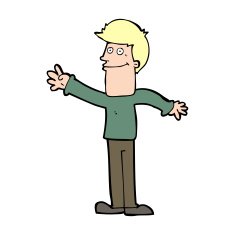 cartoon happy man waving N55