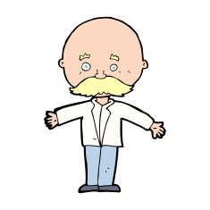 cartoon bald man with open arms N13
