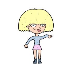 cartoon smug woman making dismissive gesture N14
