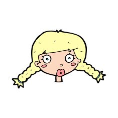 cartoon confused female face N13